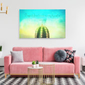 Welvaart Mantra met een minimalistisch cactuscanva Canvas Afdruk (Insitu (Woonkamer))