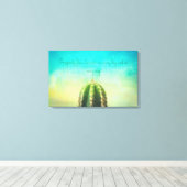 Welvaart Mantra met een minimalistisch cactuscanva Canvas Afdruk (Insitu (Houten vloer))
