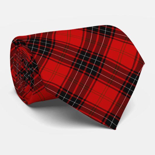 Wemyss tartan red black plaid stropdas (Opgerold)