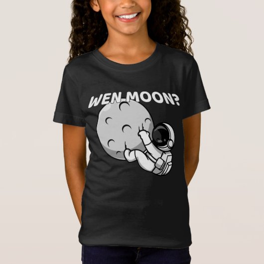 Wen Moon? - Grappige Crypto Astronaut Meme T-shirt (Voorkant)