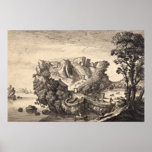 Wenceslaus Hollar Print: Gezichtsvormig landschap Poster (Voorkant)