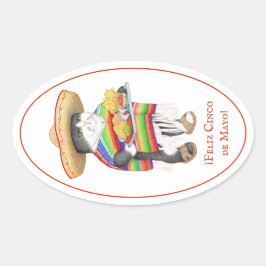 WENDELITO Cinco de Mayo Oval Stickers (Voorkant)