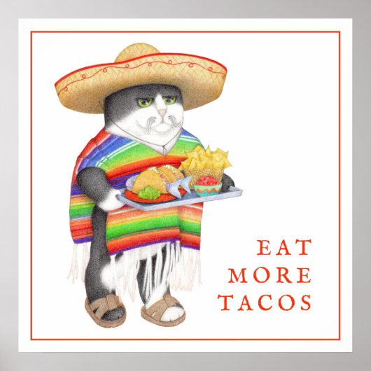 WENDELITO eet meer Tacos 12 x 12 inch Poster (Voorkant)
