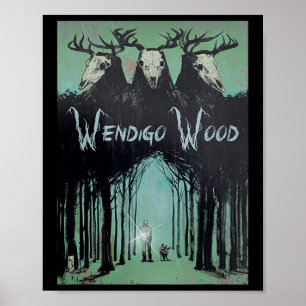 Wendigo Ghost van het bos Cryptid Wendigo Wood Poster