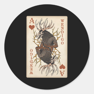 Wendigo Originele Cryptid Spelen Kaart Tarot Ace V Ronde Sticker