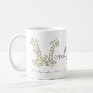 Wendy-naam die decoratieve W-monogram-mok betekent Koffiemok