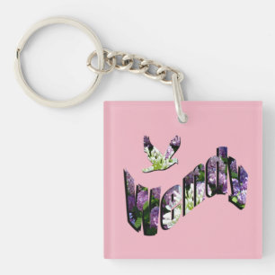 Wendy, naam, Floral Logo, Sleutelhanger