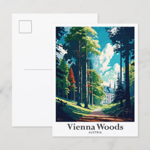 Wenen Bossen Oostenrijk Vintage Travel Illustratio Briefkaart