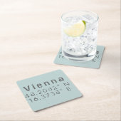 Wenen Latitude-lengtegraad Vierkante Kartonnen Onderzetter (Insitu)