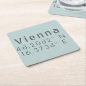 Wenen Latitude-lengtegraad Vierkante Kartonnen Onderzetter (Schuin)
