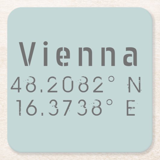 Wenen Latitude-lengtegraad Vierkante Kartonnen Onderzetter (Voorkant)