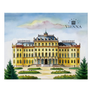 Wenen Oostenrijk Aquarel Stad Reis Herinnering Perfect Poster