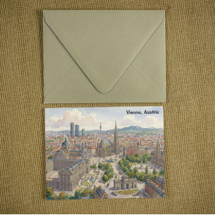Wenen Oostenrijk Aquarel Stadsgezicht Illustratie Briefkaart