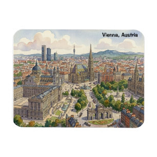 Wenen Oostenrijk Aquarel Stadsgezicht Illustratie Magneet