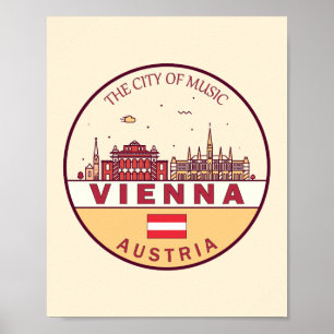 Wenen Oostenrijk City Skyline Emblem Poster