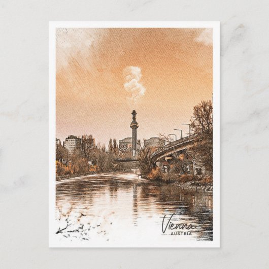 Wenen Oostenrijk Mooi kleurenschetslandschap Briefkaart (Voorkant)