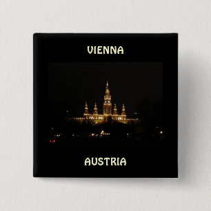 Wenen, Oostenrijk om 9 uur Vierkante Button 5,1 Cm