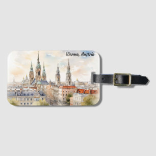 Wenen Oostenrijk Panorama Uitzicht Aquarel Schilde Bagagelabel