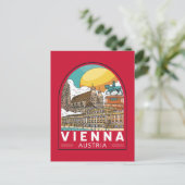Wenen Oostenrijk Travel Retro Emblem Briefkaart (Staand voorkant)