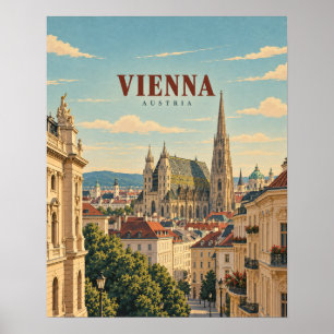 Wenen Oostenrijk Vintage Reis Kunst Poster