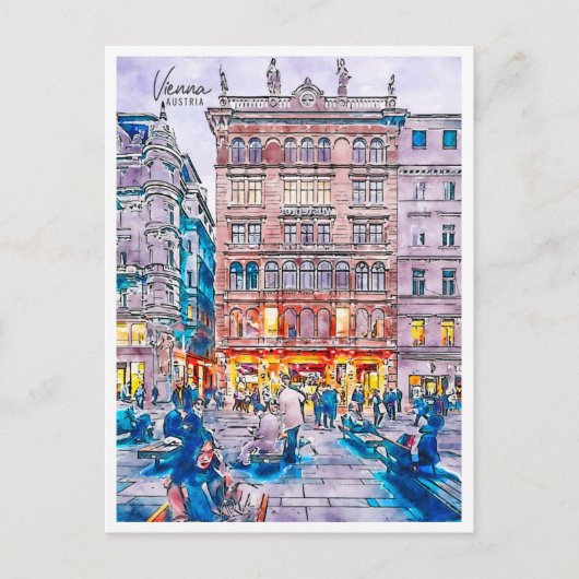 Wenen Oostenrijk vintage reizen waterverf Briefkaart (Voorkant)