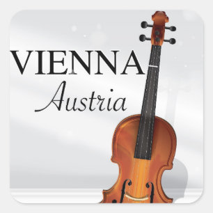 Wenen Oostenrijk Viool reisposter Vierkante Sticker