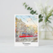 Wenen Oostenrijk Waterverf Schets Hand getekend Briefkaart (Staand voorkant)