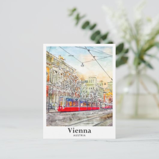 Wenen Oostenrijk Waterverf Schets Hand getekend Briefkaart (Staand voorkant)