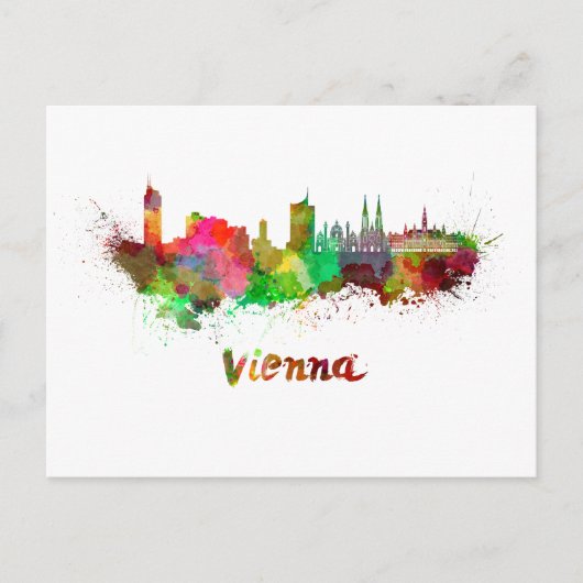 Wenen skyline in waterverf briefkaart (Voorkant)
