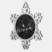 Wenen vlag in het hart, Oostenrijk, Weens Tin Sneeuwvlok Ornament (Rechts)