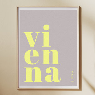 Wenen Wien Oostenrijk typografie geel Poster
