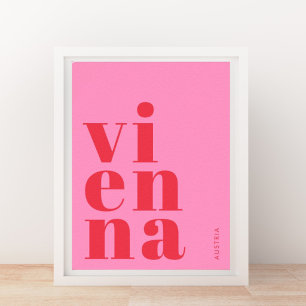 Wenen Wien Oostenrijk typografie roze Poster