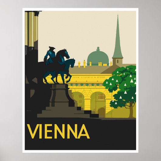 Wenen Wit Border Retro Travel Poster (Voorkant)