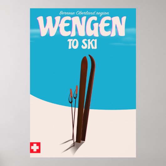 Wengen, Suisse, affiche de ski (Devant)