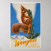 Wengen, Suisse, affiche de ski (Devant)