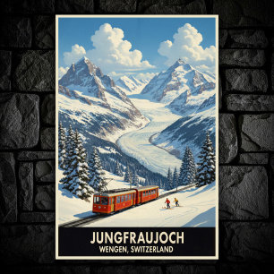Wengen, Suisse : Poster Vintage voyage des années 