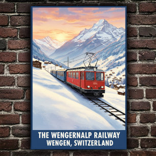 Wengen, Suisse : Poster Vintage voyage des années 