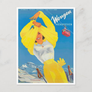 Wengen Suisse vintage Voyage Carte postale