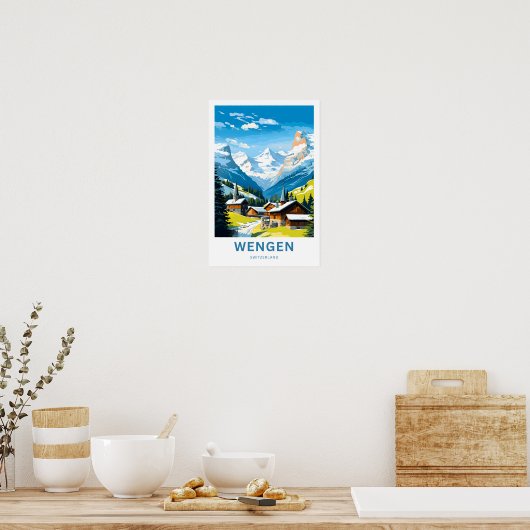 Wengen Zwitserland Reisprint Poster (Keuken)