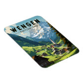 Wengen Zwitserland Travel Art Vintage Magneet (Rechterzijde)