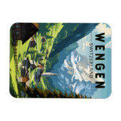 Wengen Zwitserland Travel Art Vintage Magneet (Horizontaal)