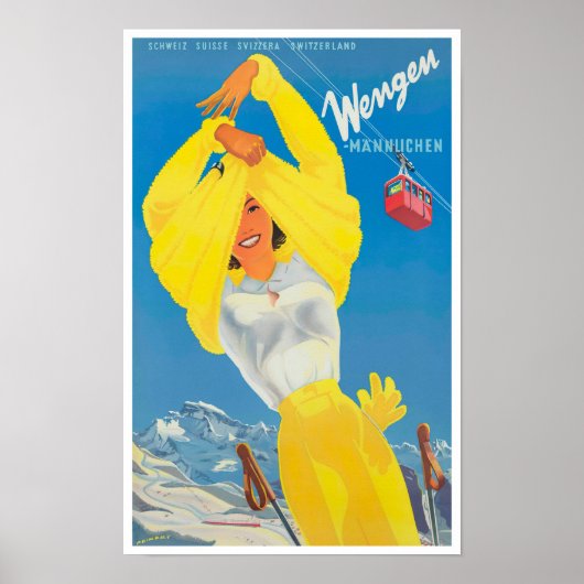 Wengen Zwitserland vintage Poster (Voorkant)