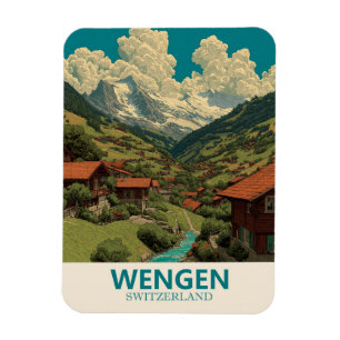 Wengen Zwitserland Vintage Travel Magneet