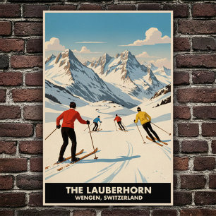Wengen, Zwitserland: Vintage Travel Poster uit de 
