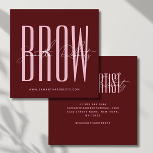 Wenkbrauw artiest modern typografie script rood vierkante visitekaartje