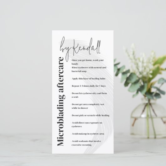 Wenkbrauw nazorg Eenvoudig wit vet belettering Bedankkaart (Staand voorkant)