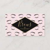 Wenkbrauwen en wimpers patroon roze / zwart / goud visitekaartje (Voorkant)