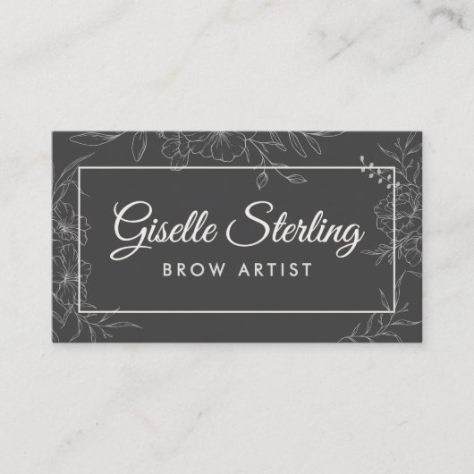 Wenkbrauwkunstenaar Moody Charcoal Grey Bloemen Mo Visitekaartje (Voorkant)