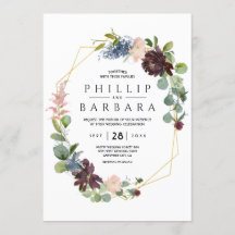 Wens Bordo Blauwe Aquarel Bloemen