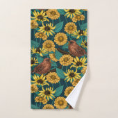 Wens et fleurs sur bleu foncé (Serviette à main)